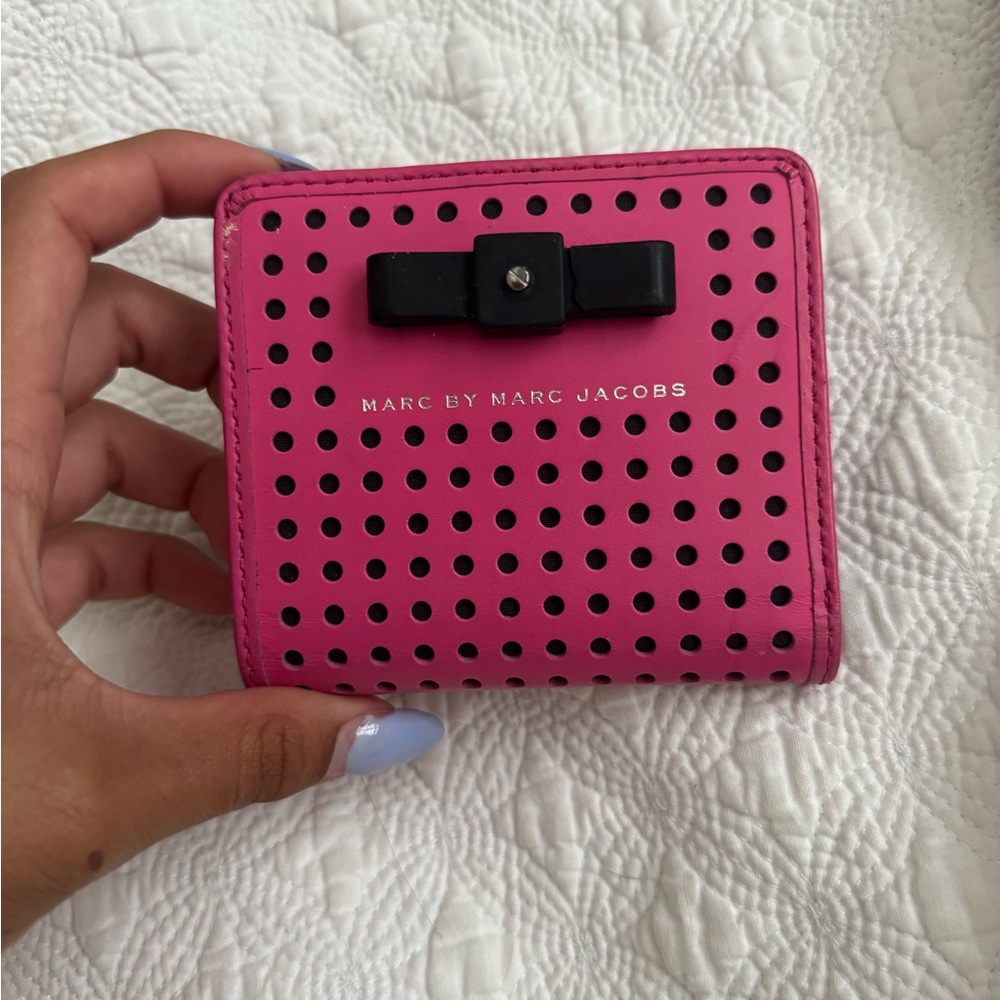 Marc by Marc Jacobs Fuchsia and Black Perforated Card Holder
